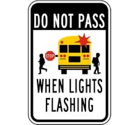 Señal de tráfico con texto en inglés «Do Not Pass When Lights» para el hogar o el trabajo