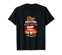 Señal de tráfico con Texto en inglés Stop Adulting Start Sipping Wine Camiseta