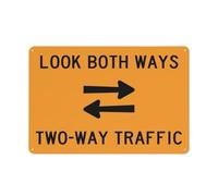 Señal de tráfico de dos vías Look Both Ways de 8 x 12, lámina de aluminio libre de óxido, resistente a la intemperie, impermeable, fácil de montar