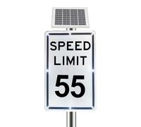 Señal de tráfico intermitente LED Slow Down, funciona con energía solar, 18 x 24 pulgadas, límite de velocidad solar de 10-95 MPH, IP65, lámina reflectante de aluminio de grado de ingeniero, 15 mph