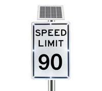Señal de tráfico intermitente LED Slow Down, funciona con energía solar, 18 x 24 pulgadas, límite de velocidad solar de 10-95 MPH, IP65, lámina reflectante de aluminio de grado de ingeniero, 15 mph