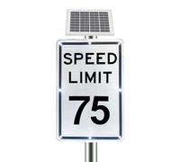 Señal de tráfico intermitente LED Slow Down, funciona con energía solar, 18 x 24 pulgadas, límite de velocidad solar de 10-95 MPH, IP65, lámina reflectante de aluminio de grado de ingeniero, 15 mph