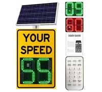 Señal de tráfico, señal de límite de Velocidad con Radar LED Alimentado por energía Solar - Detector de Velocidad de tráfico con KM/MI Ajustable, luz de Advertencia Intermitente, Aluminio in