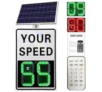 Señal de tráfico, señal de límite de Velocidad LED con energía Solar - Detector de Velocidad por Radar, Pantalla de Advertencia Intermitente, Aluminio Inoxidable, KM/MI Ajustable, Accesorios