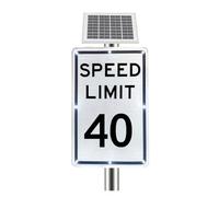 Señal de tráfico solar LED de 18x24, señal de límite de velocidad de aluminio duradera con advertencia activa(SpeedLimit40)