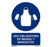 Señal de uso obligatorio de mandil y manguitos, con tintas UV SEKURECO