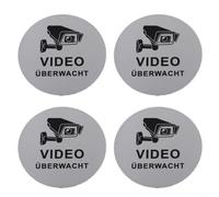 Señal de videovigilancia, cartel CCTV de aluminio cepillado, 10 cm, calcomanía redonda de seguridad para puertas y paredes de ventanas (4 piezas)