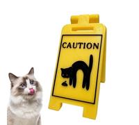 Señal de vómito de gato, señal de advertencia de vómito de gato | Linda mordaza negra Cat Yard Cartel de advertencia |Regalo de gato letrero decoración novedosa de escritorio para decoración de baño
