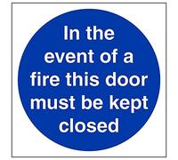 Señal de VSafety con texto en inglés "In Event Of Fire This Door Must Be Closed", 3 unidades, 150mm x 150mm, 3