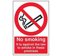 Señal de VSafety con texto en inglés "No Smoking/Against The Law", retrato, 3 unidades, 200mm x 300mm, 3