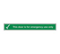 Señal de VSafety con texto en inglés "This Door Is For Emergency Use Only", 3 unidades, 600mm x 75mm, 3