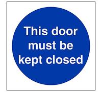 Señal de VSafety con texto en inglés "This Door Must Be Kept Closed", cuadrada, 3 unidades, 100mm x 100mm, 3