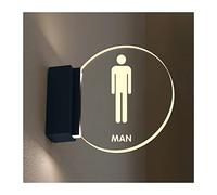 Señal del baño, Wall Mount 8 Inch Round Luminous Sign, for Bathroom Lounge, Office or Business,
