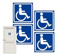Señal Discapacidad | 4 Unidades 12x12 cm Autoadhesivas Impermeables para Vehículos,Cartel Baño Accesible | Para Aparcamiento Hotel Casa Jardín Parque Exteriores Áreas Comunes y Lavabos