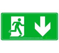 Señal evacuación flecha abajo PVC, material duradero, medidas 30x15 cm, fácil instalación. Diseñado para: indicar rutas de evacuación.