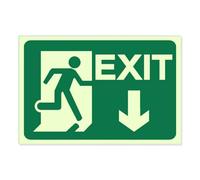 Señal Evacuación Salida flecha Abajo, Placa de salida de emergencia, Evacuación Homologada, Ruta de fuga, resistente para exterior e interior, cartel salvavidas que marca la ruta de evacuación