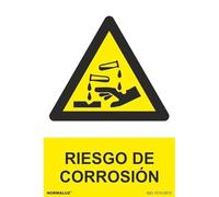 Señal industrial de Riesgo de Corrosión, con tintas UV SEKURECO
