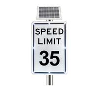 Señal intermitente solar de alta visibilidad, señal de tráfico de límite de velocidad 18x24 for carreteras privadas(SpeedLimit35)