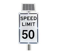 Señal intermitente solar de alta visibilidad, señal de tráfico de límite de velocidad 18x24 for carreteras privadas(SpeedLimit50)