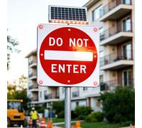 Señal LED con energía solar, no entrar, aluminio inoxidable, impermeable y resistente al polvo, 8 LED brillantes, película reflectante de grado de ingeniería para mayor seguridad