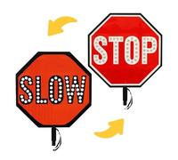 Señal LED de 18 pulgadas con luz fija e intermitente para detenerse y disminuir la velocidad Señal reflectante para control de tráfico(Stop/Slow)