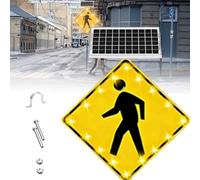 Señal LED de cruce de peatones con energía solar con superficie reflectante para seguridad vial