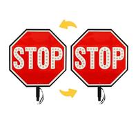 Señal LED de doble cara con forma de paleta de parada y velocidad lenta Señal de control de tráfico portátil Con modos de luz fija e intermitente(Stop/stop)