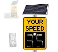 Señal LED de límite de velocidad de radar, pantalla solar para seguridad vial, incluye panel solar y control remoto, 19.6 x 27.5 pulgadas