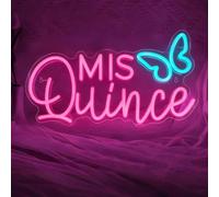 Señal LED de neón, letrero de neón LED para decoración de pared, multicolor, regulable, luces de neón, alimentación USB, para habitaciones, casas, cumpleaños, bodas, fiestas (Mis Quince)