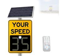 Señal LED de visualización de velocidad, indicador de límite de velocidad intermitente con panel solar y control remoto, adecuado para calles y vecindarios, 19.6 x 27.5 pulgadas