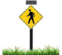 Señal LED intermitente de cruce de peatones con energía solar, material reflectante de grado de ingeniería para seguridad vial