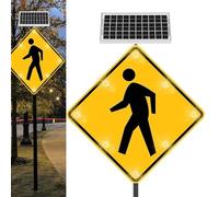 Señal LED solar de cruce de peatones, señal de advertencia de tráfico reflectante parpadeante con energía solar, indicador de seguridad vial impermeable para parques, escuelas, comunidades