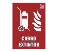 Señal Luminiscente Carro Extintor, Clase B PVC (0.7mm) A4 - Normativa ISO y UNE 23034:2023