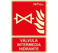 Señal luminiscente clase A PVC 1 mm válvula intermedia apertura hidrante SEKURECO