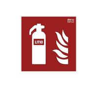 Señal Luminiscente Extintor Baterías de Litio, Clase A PVC (1mm) - Normativa ISO y UNE 23034:2023