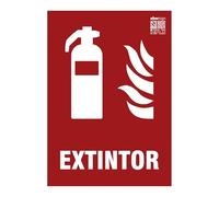 Señal Luminiscente Extintor, Clase A PVC (1mm) A4 - Formato A4 210x297mm | Fondo Rojo y Texto Luminoso | Normativa ISO 7010 y UNE 23034:2023 | Seguridad Incendios, Evacuación, Señalización