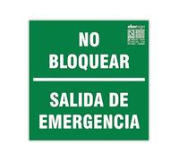 Señal Luminiscente No Bloquear Salida de Emergencia, Clase B PVC (0.7mm) Evacuación - Normativa ISO y UNE 23034:2023