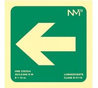 Señal Luminiscente RD10101 Flecha Izquierda 22,4x22,4cm Clase B PVC 0,7mm Evacuación Homologada