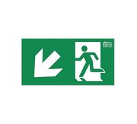 Señal Luminiscente Salida Escalera Descendiente (Izquierda), Clase A PVC (1mm) Evacuación - Normativa ISO y UNE 23034:2023
