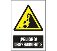 Señal magnética, señalización imantada de peligro. Cartel de Desprendimientos