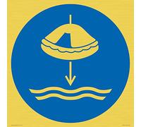 Señal obligatoria: Lower liferaft to the water in launch Sequence - 400 x 400 mm - S40