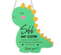 Señal para Dormir Bebé, Madera Señal para Puerta Shhh Bebé Durmiendo con Cuerda Placa No Golpear ni Tocar Timbre para Habitación de Niños Decoración Exterior del Porche (Dinosaurio)