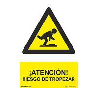 SEÑAL PELIGRO "ATENCION RIESGO DE TROPEZAR" (PVC 0.7MM) 30X40CM
