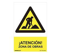 SEÑAL PELIGRO "ZONA DE OBRAS" (PVC 0.7MM) 30X40CM