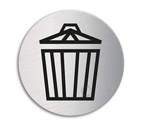 Señal pictograma en acero inox Ø 100 mm Cubo de la basura No.7555