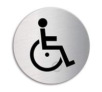Señal Pictograma en Acero INOX Ø 100 mm Minusválidos No.7723