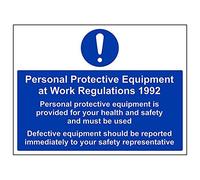 Señal "PPE Provided For Health And Safety/Must..." de VSafety (paquete de 3), 400mm x 300mm, 3
