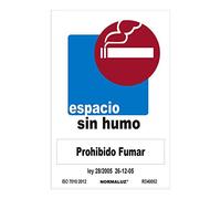 NORMALUZ 08993 SEÑAL Prohibido Espacio SIN Humo (PVC 0.7MM) 30X40CM, Multicolor