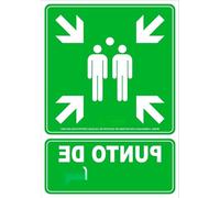 Señal punto de reunión de PVC, alta visibilidad, resistente y durable, medidas de 30 x 30 cm, fácil instalación. diseñado para: identificar puntos de reunión. #