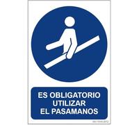 Señal que indica Es Obligatorio Utilizar el Pasamanos, con tintas UV SEKURECO